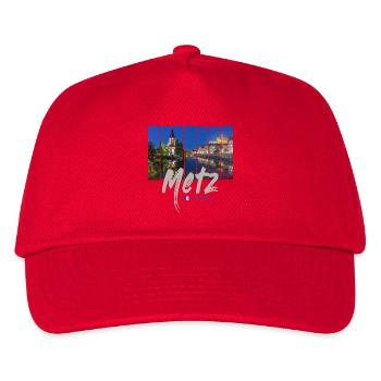 Metz Grand Est in Frankreich bei Nacht Souvenir - Kinder Basecap - Rot - Vorne