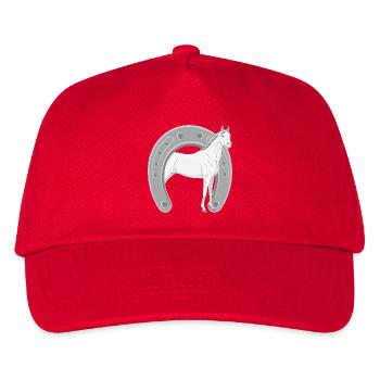 An Abbayan horse in an upturned horseshoe - Kids’ Baseball Cap - red - Front