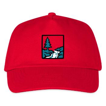 Fluss Wald Natur Logo - Kinder Basecap - Rot - Vorne