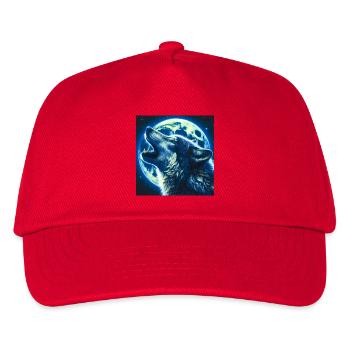 Wolf heult zum Vollmond - Kinder Basecap - Rot - Vorne