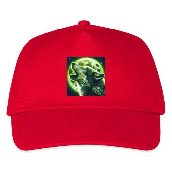 Wolf heult zum Vollmond - Kinder Basecap - Rot - Vorne