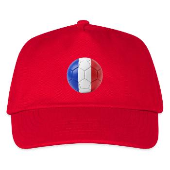 FLAGGE FRANKREICHS AUF EINEM FUSSBALL - Kinder Basecap - Rot - Vorne