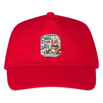 Angetrieben von Corgi-Attitüde und Trotz lustiger Hund - Kinder Basecap - Rot - Vorne