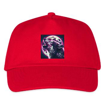 Wolf heult zum Vollmond - Kinder Basecap - Rot - Vorne
