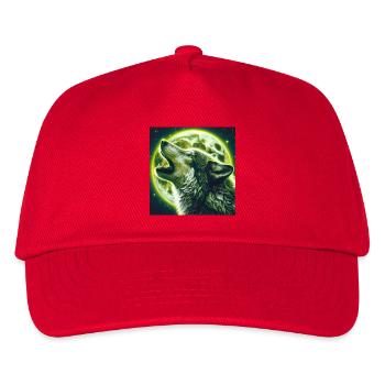 Wolf heult zum Vollmond - Kinder Basecap - Rot - Vorne