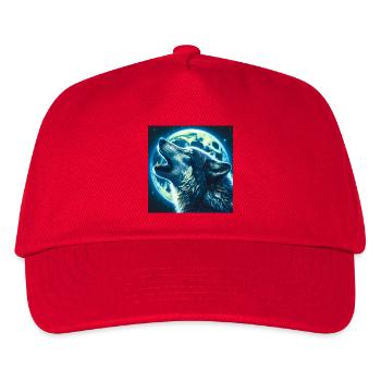 Wolf heult zum Vollmond - Kinder Basecap - Rot - Vorne