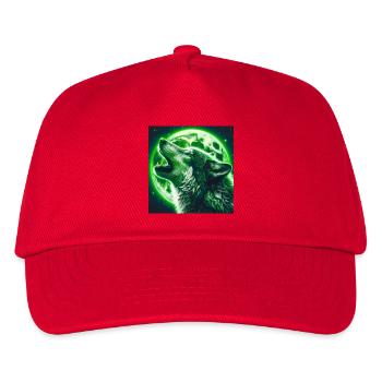 Wolf heult zum Vollmond - Kinder Basecap - Rot - Vorne