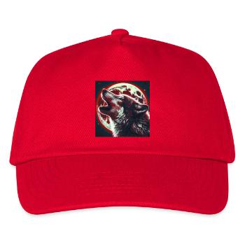 Wolf heult zum Vollmond - Kinder Basecap - Rot - Vorne