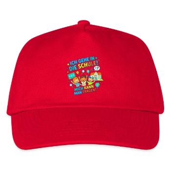 Ich gehe in die Schule! Mich kann man fragen! - Kinder Basecap - Rot - Vorne