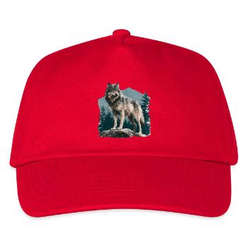 Wolf - Kinder Basecap - Rot - Vorne