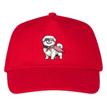 Patriotischer Pekinger – Peke-Hund-Mama Papa Schoßhund - Kinder Basecap - Rot - Vorne