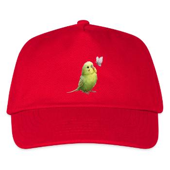 Budgie with butterfly - Kids’ Baseball Cap - red - Front