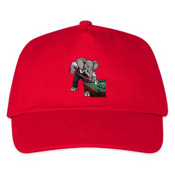 Elefant beim Billard - Kinder Basecap - Rot - Vorne