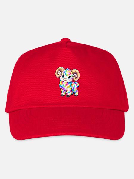 Dall Sheep Kawaii Mehrfarbiger Regenbogen - Kinder Basecap - Rot