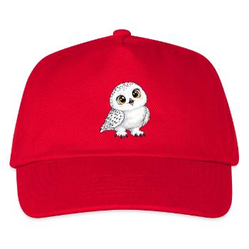 Schneeeule Kawaii Style – Süßer Wintervogel - Kinder Basecap - Rot - Vorne