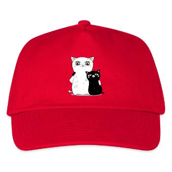 white cat & black cat - Kids’ Baseball Cap - red - Front