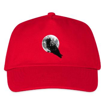 Rabe Krähe Vollmond - Kinder Basecap - Rot - Vorne