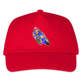 Wheelie beim Motorradrennen - Wasserfarben dunkel - Kinder Basecap - Rot - Vorne