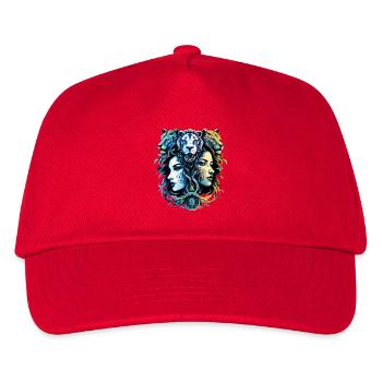 Fantasy design of lion heads and heads of - Kids’ Baseball Cap - red - Front