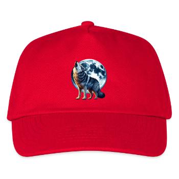 Wolf heult den Vollmond an - Kinder Basecap - Rot - Vorne