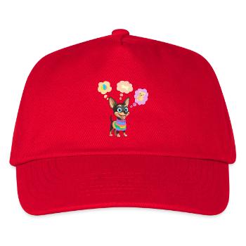 Süßer Hund im Regenbogenpullover für Kinder - Kinder Basecap - Rot - Vorne