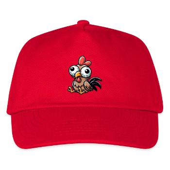 Süße verwirrte Henne Cartoon Clumsy Kulleraugen - Kinder Basecap - Rot - Vorne