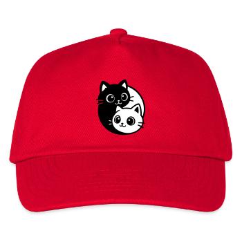 Ying Yang Katzenporträt  - Kinder Basecap - Rot - Vorne