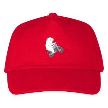 Polar Bear on Vintage Motorcycle - Kids’ Baseball Cap - red - Front