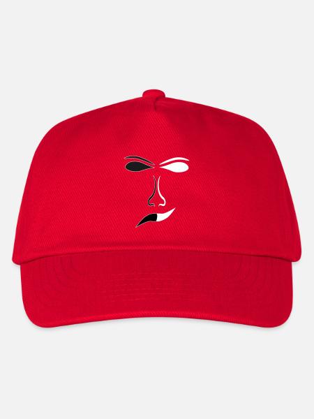 Abstrakte Gesichtslinien Kontrast Maske - Kinder Basecap - Rot