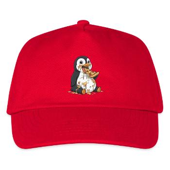 Cute Penguin Spill Pizza Italian Food - Kids’ Baseball Cap - red - Front