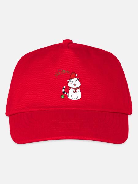 Weihnachtskatze mit Weihnachtsmütze - Kinder Basecap - Rot