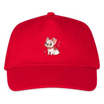 Weihnachtsbulldogge und roter Schal - Kinder Basecap - Rot - Vorne