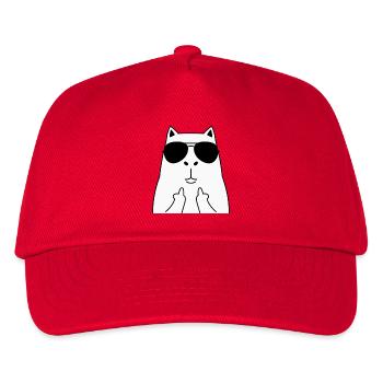 Katzengesicht mit Sonnenbrille - Kinder Basecap - Rot - Vorne