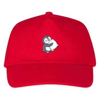 Pastell-Kuschelpinguin - Kinder Basecap - Rot - Vorne