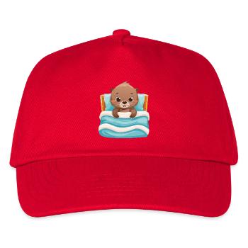 Cute otter cuddles in bed - Kids’ Baseball Cap - red - Front
