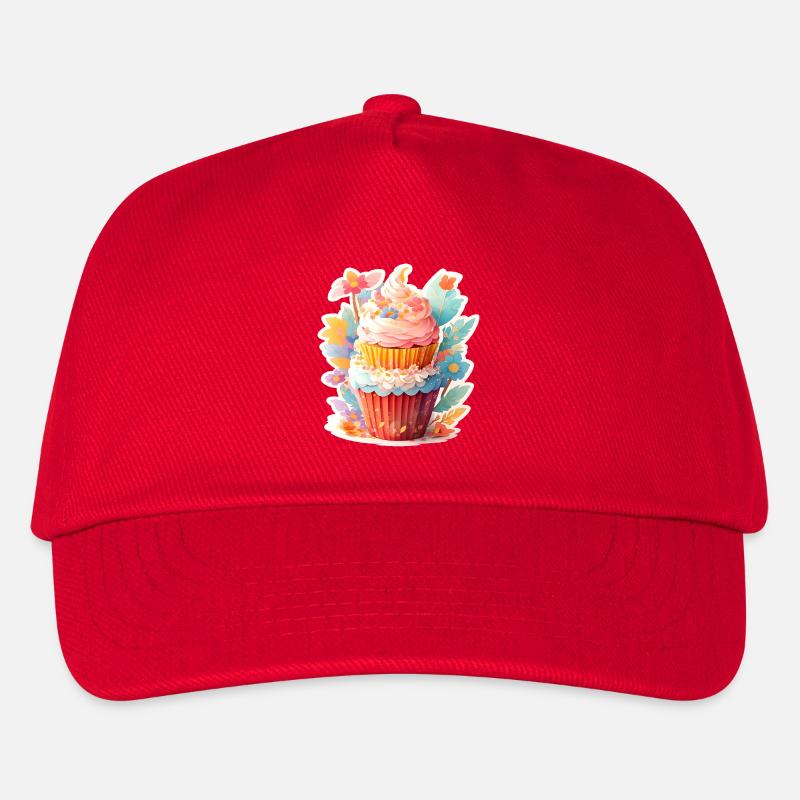Blumen Cupcake  - Kinder Basecap - Rot
