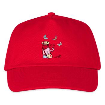 Girl photographing butterflies - Kids’ Baseball Cap - red - Front