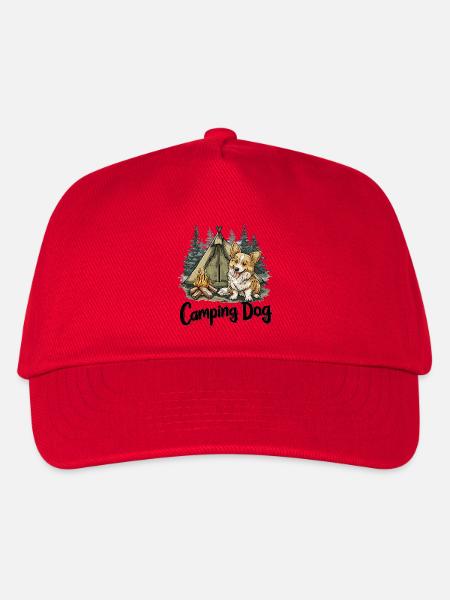 Camping Hund Spruch Camping Dog Camper Geschenk - Kinder Basecap - Rot