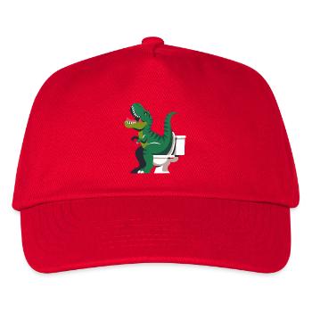 Brüllender Dino auf der Toilette - Kinder Basecap - Rot - Vorne