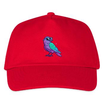 Lila Vogel Neonblaue Brille - Kinder Basecap - Rot - Vorne