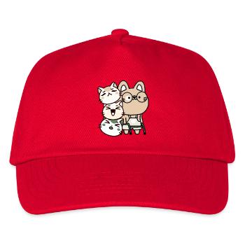 Kawaii Cat with Walker and Happy Friends - Kids’ Baseball Cap - red - Front