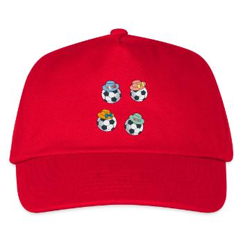 Fußbälle mit Hut - Kinder Basecap - Rot - Vorne
