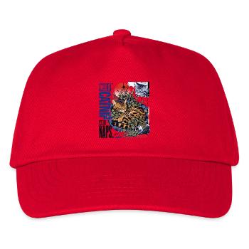 Powered by Catnip and Naps – Cozy Bengal Cat - Kids’ Baseball Cap - red - Front