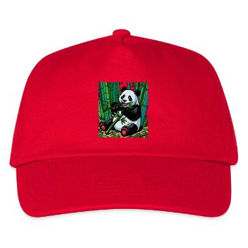 Panda in the Bamboo Forest – Bright Colors - Kids’ Baseball Cap - red - Front