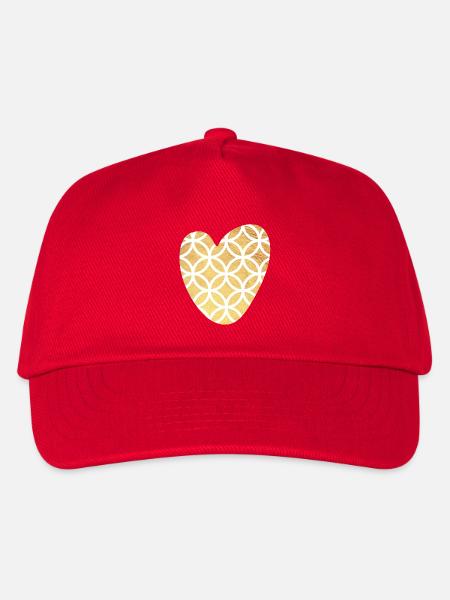 Herz Gold Lebensblume Flower of Life Love Muster - Kinder Basecap - Rot