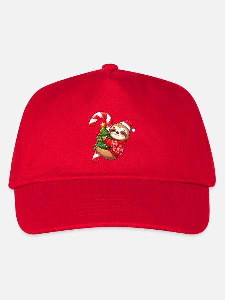 Faultier Weihnachtsfreude mit Zuckerstange - Kinder Basecap - Rot