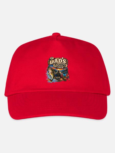 Papas Angelcrew Bass Angeln lustiges Papa T-Shirt - Kinder Basecap - Rot
