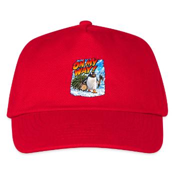 Bin unterwegs! Gentoo-Pinguin - Kinder Basecap - Rot - Vorne