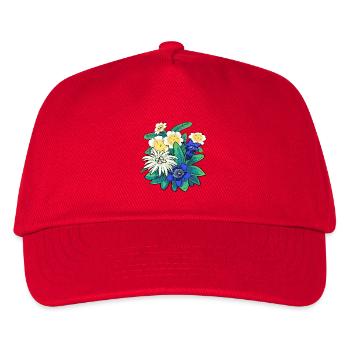 Österreich Blumen Blume Gebirge Berge Natur Flora - Kinder Basecap - Rot - Vorne