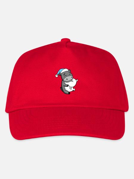 Esel mit Kissen und Schlafmütze - Kinder Basecap - Rot